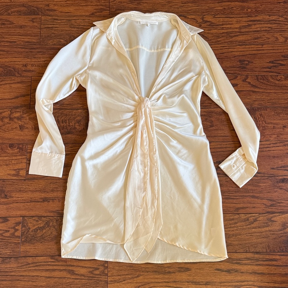 Elegant Cream Long-Sleeve Dress